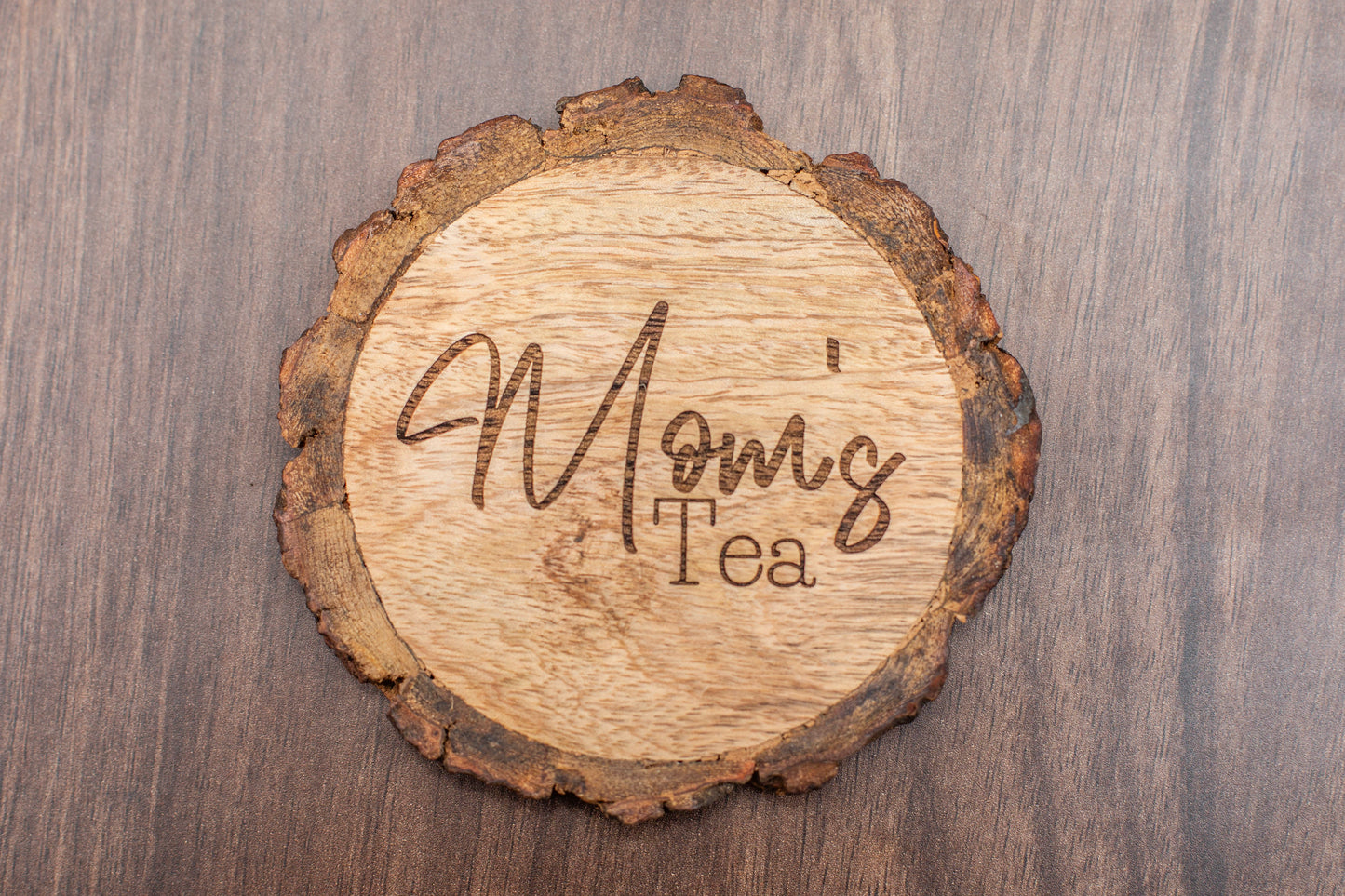 MOM'S TEA COASTER | NATURAL WOOD