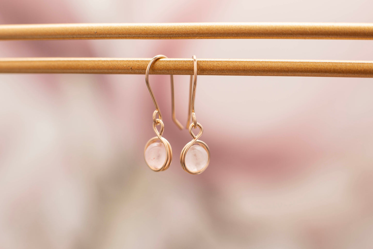 ROSE QUARTZ EARRINGS| GOLD