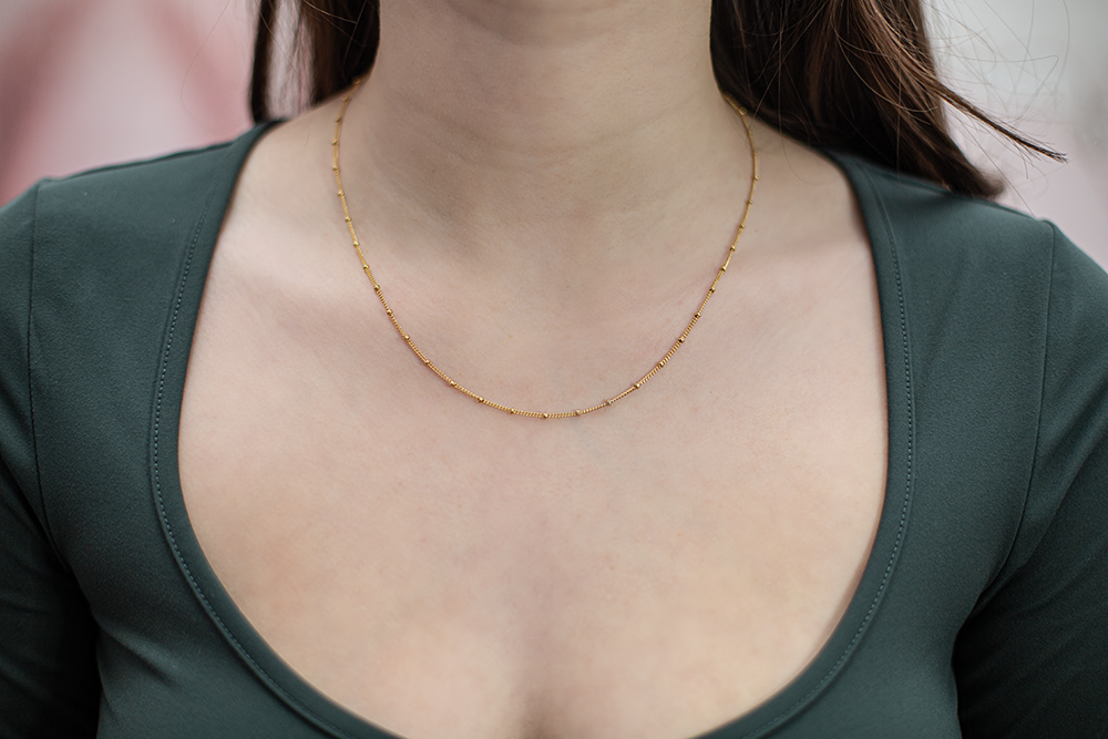 BEADED CURB NECKLACE | GOLD