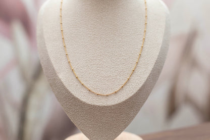 BEADED CURB NECKLACE | GOLD