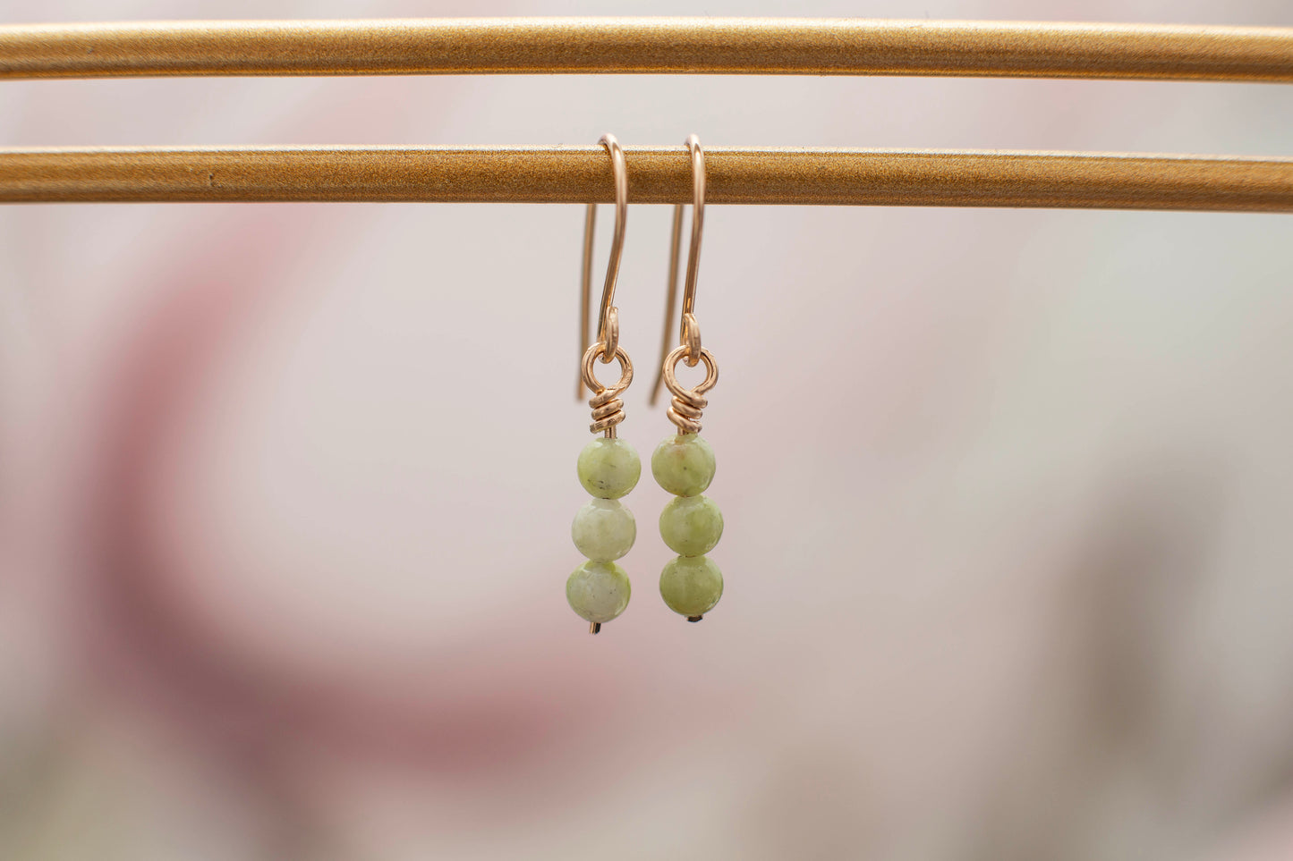 TRIPLE JADE EARRINGS | GOLD