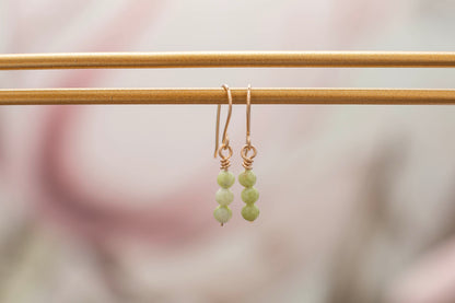 TRIPLE JADE EARRINGS | GOLD